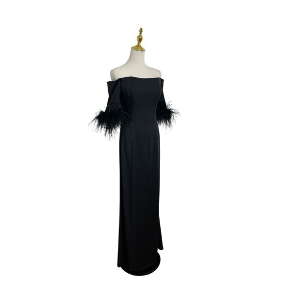 Mac Duggal 11441 Feather Off The Shoulder Column Gown Size 4 $498 - Picture 3 of 6